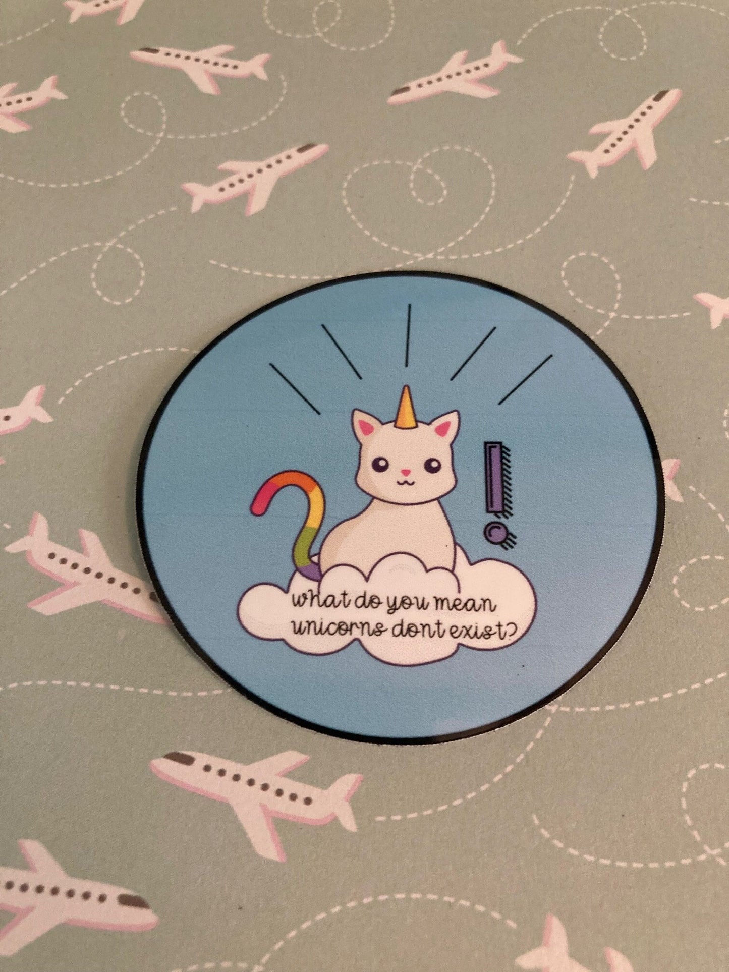 Alarmed Cat- Unicorn sticker